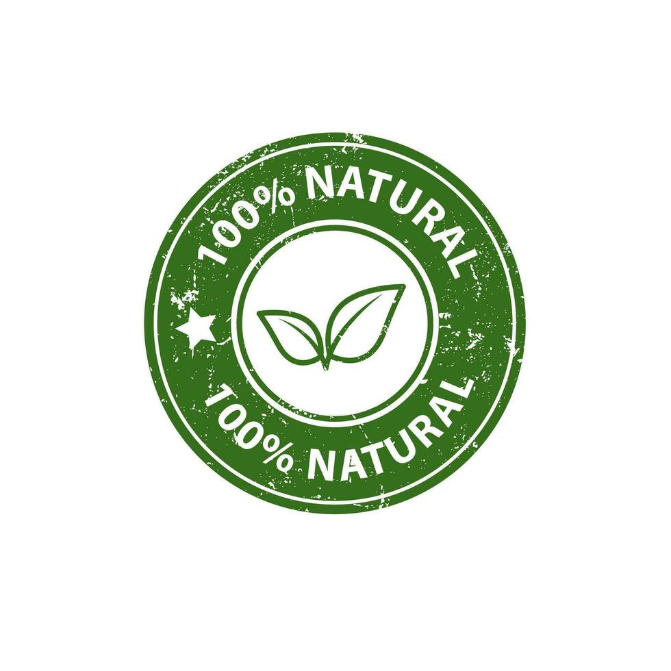 Natural product, only natural ingredients stamp, organic product icon, eco emblem, green label vector