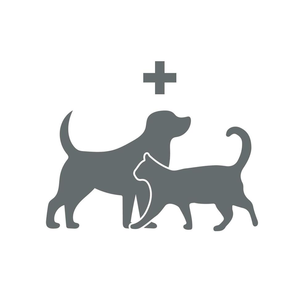 Veterinarian icon with blue heart, pets and cross vector