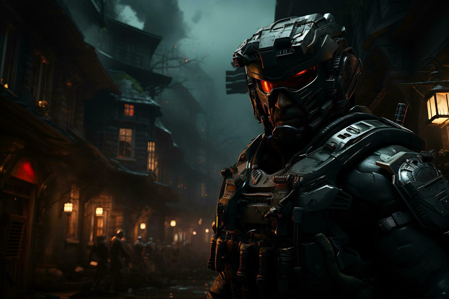AI Generative Special ops soldier in the warzone photo