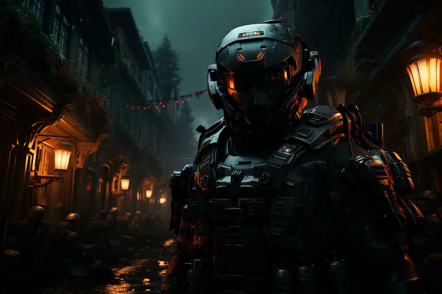 AI Generative Special ops soldier in the warzone photo