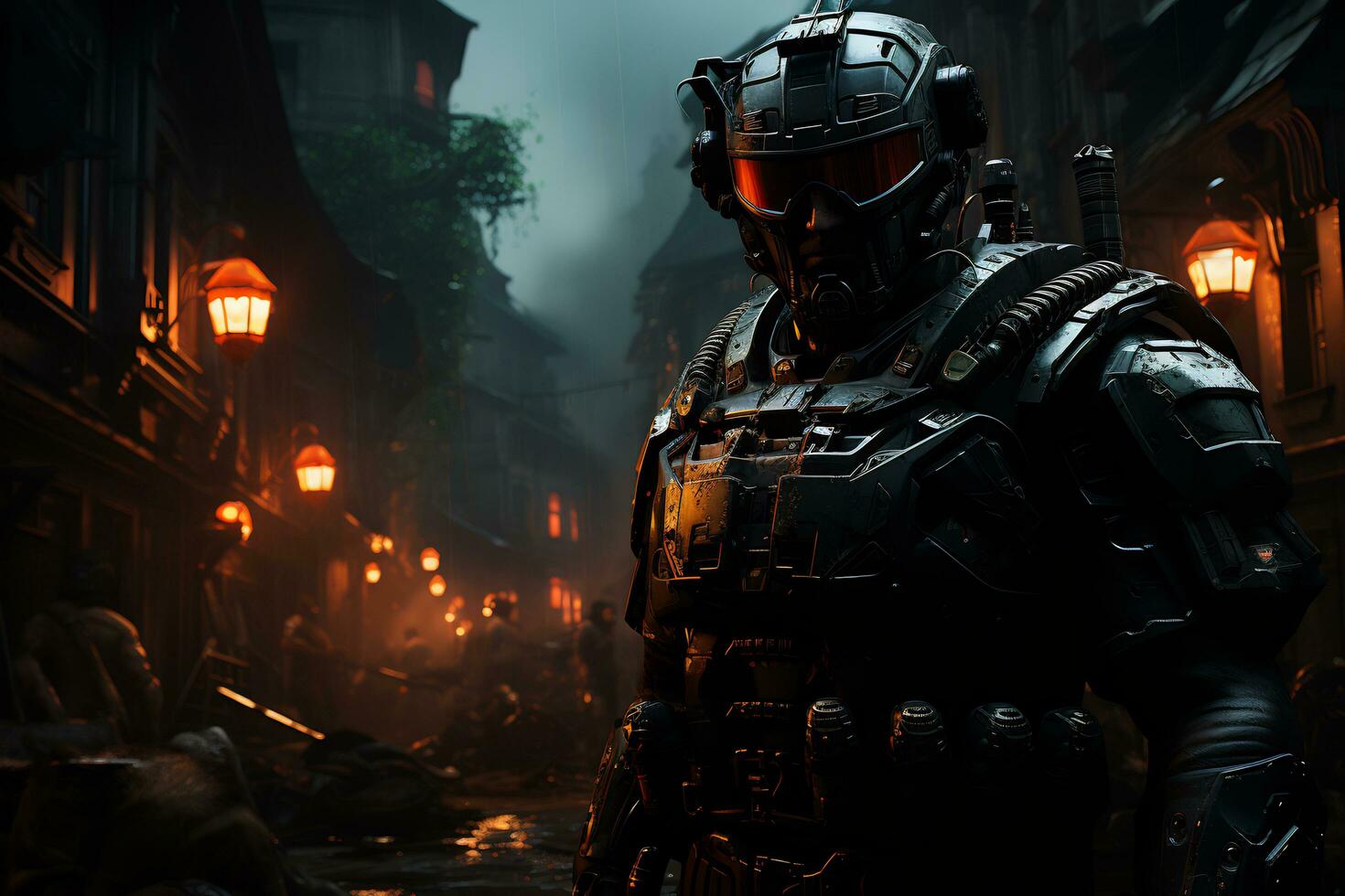 AI Generative Special ops soldier in the warzone photo