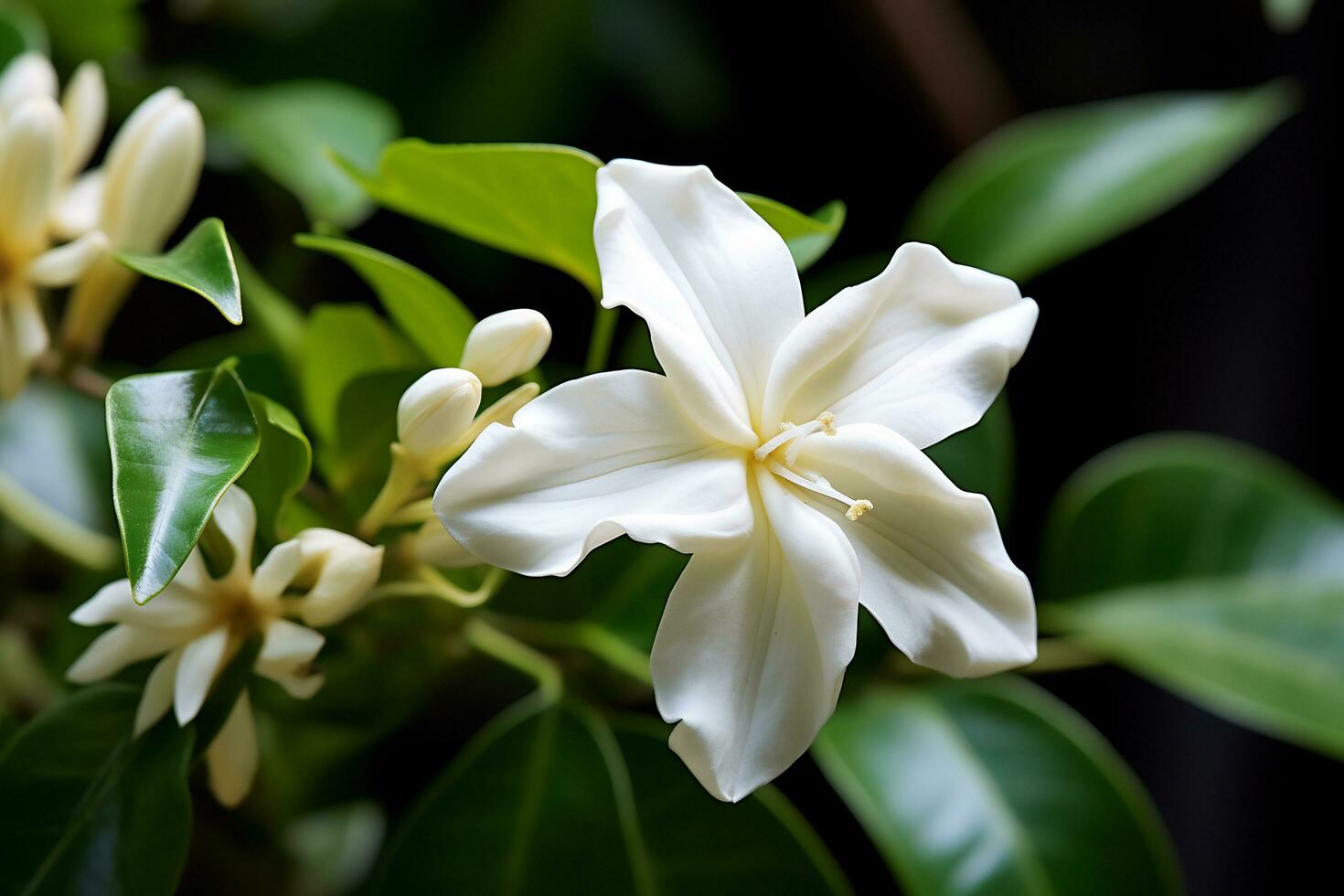 AI Generative photo of jasmine flower in a transcendent botanical garden