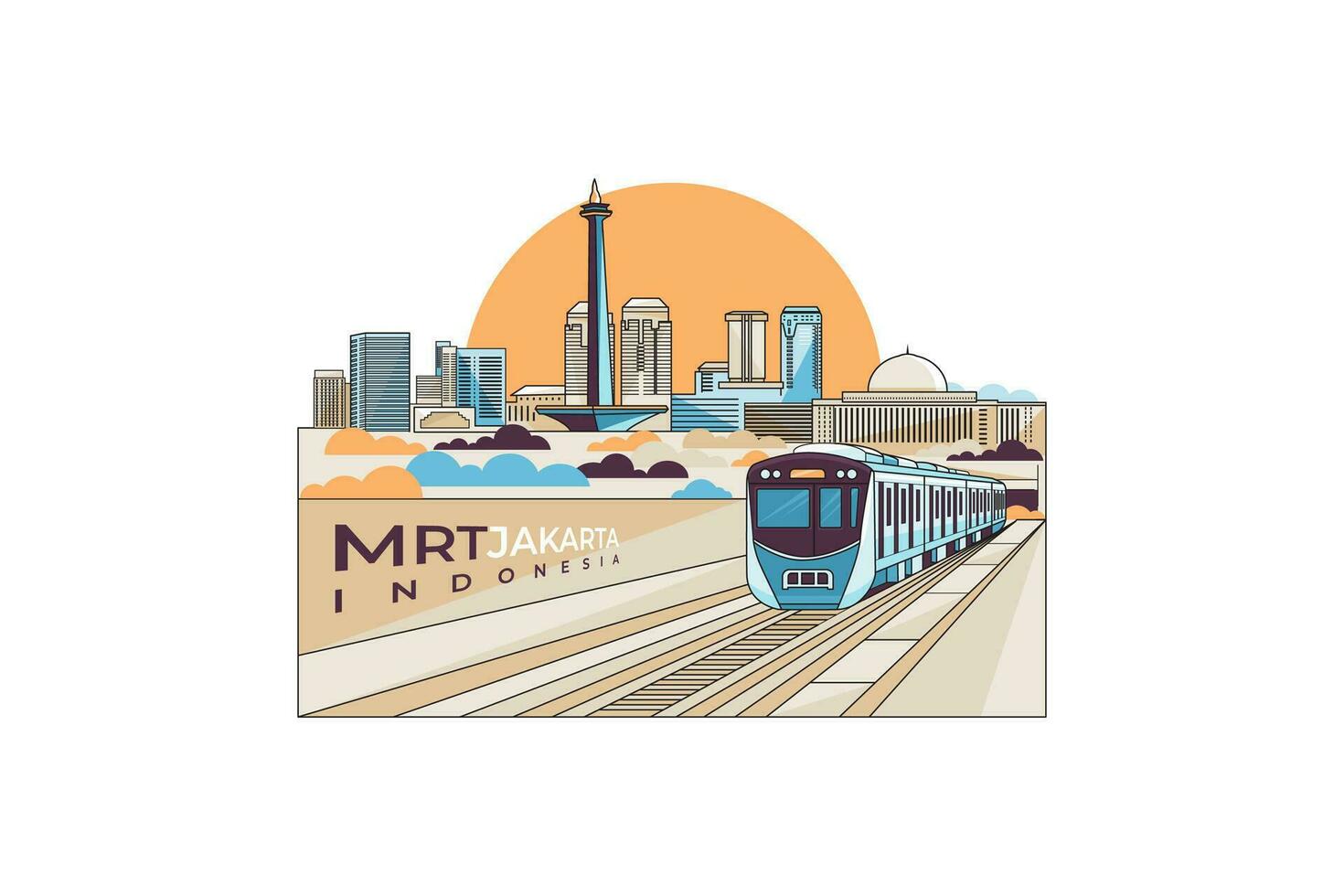 vector ilustración de Jacarta ciudad con mrt