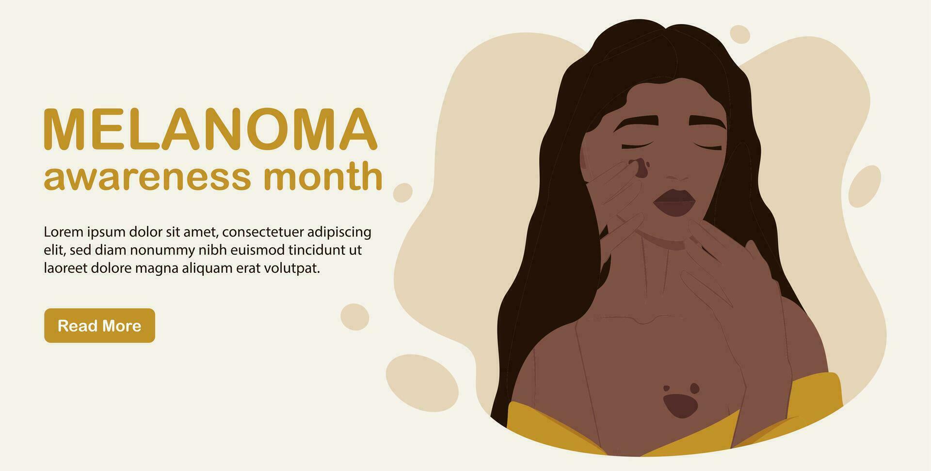 piel cáncer y melanoma conciencia mes mujer poner en pantalla. persona salud chequeo, mancha de nacimiento Mancha vector ilustración.