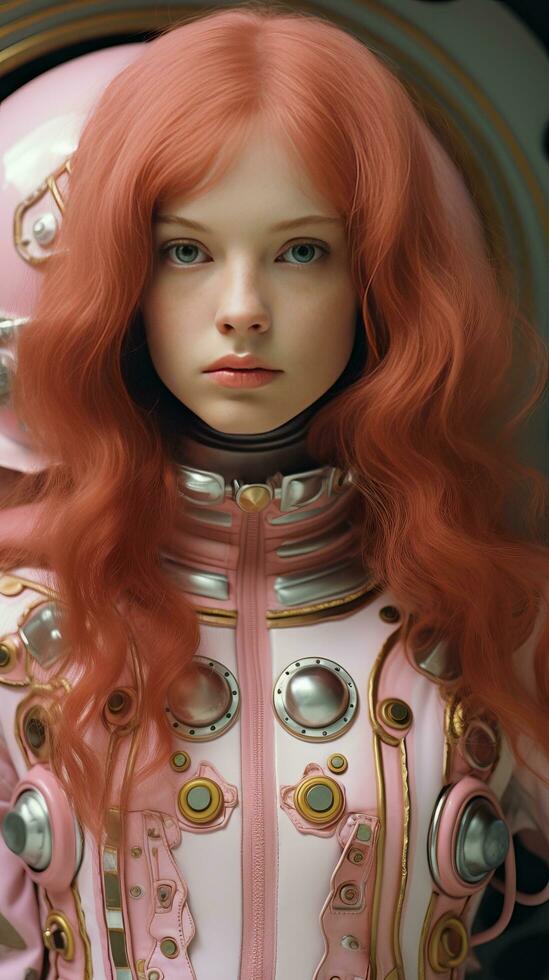 hermosa joven mujer con rosado cabello. generativo ai foto