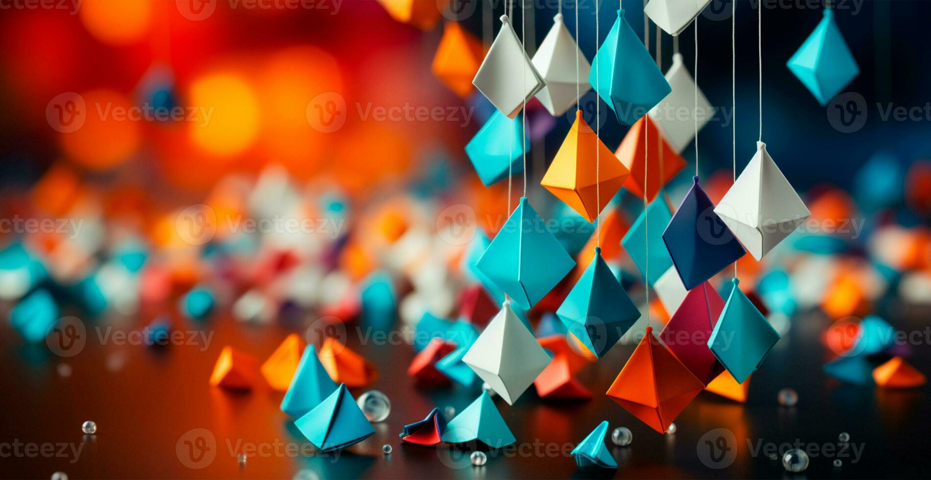 Bokeh lights art, abstract garland background - AI generated image photo