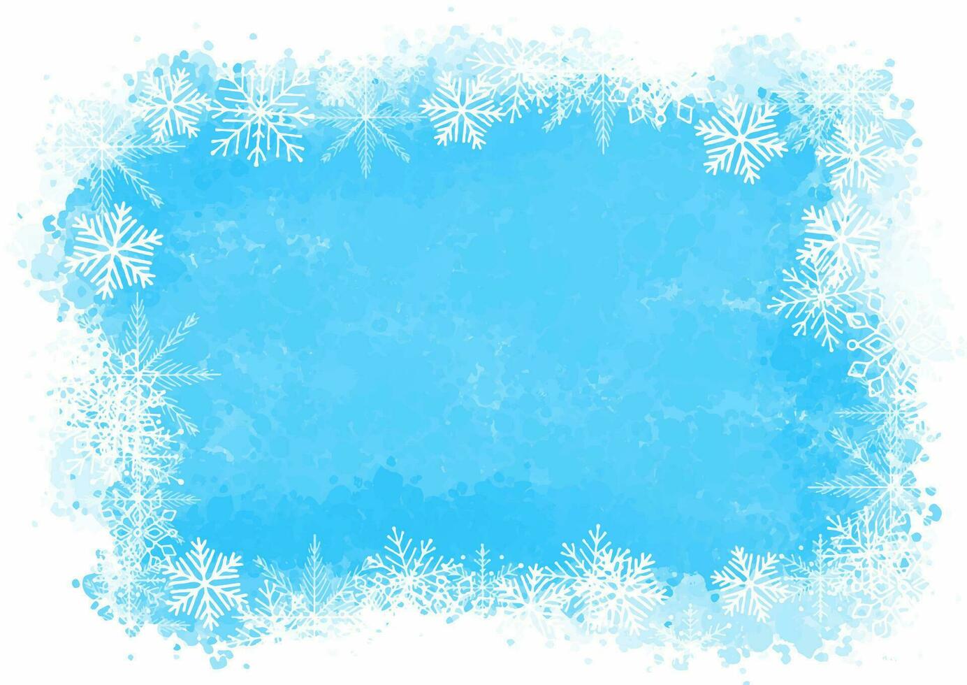 Christmas snowflake border on a hand painted watercolour background vector