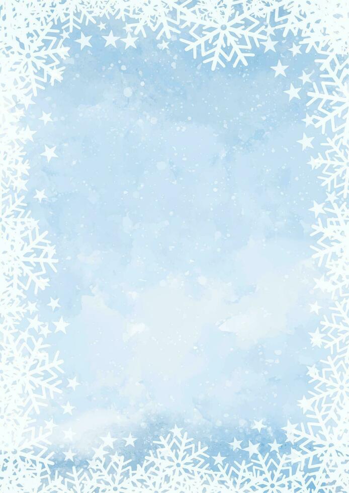 Christmas background with decorative snowflake and stars border vector