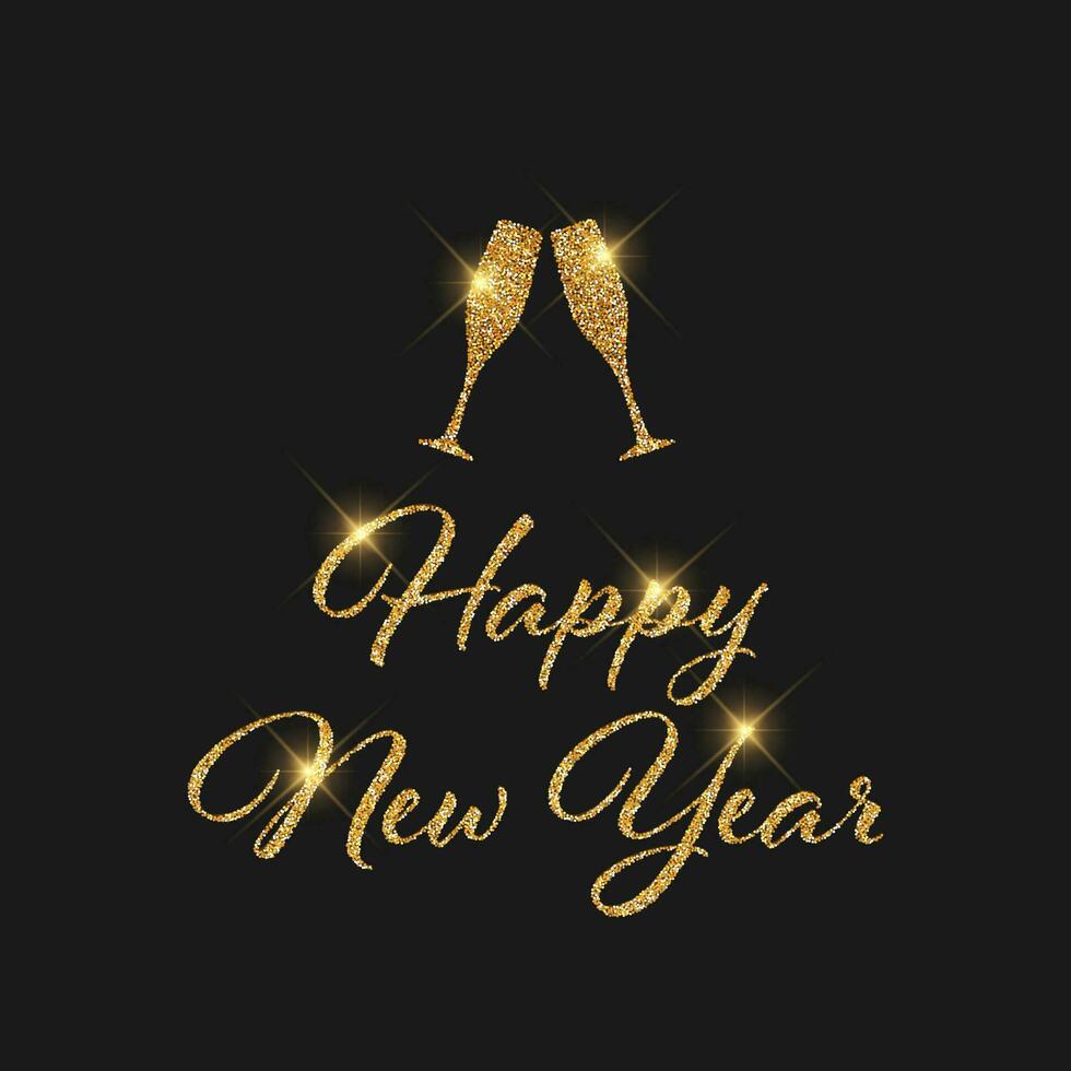 Happy New Year background with glittery gold design vector