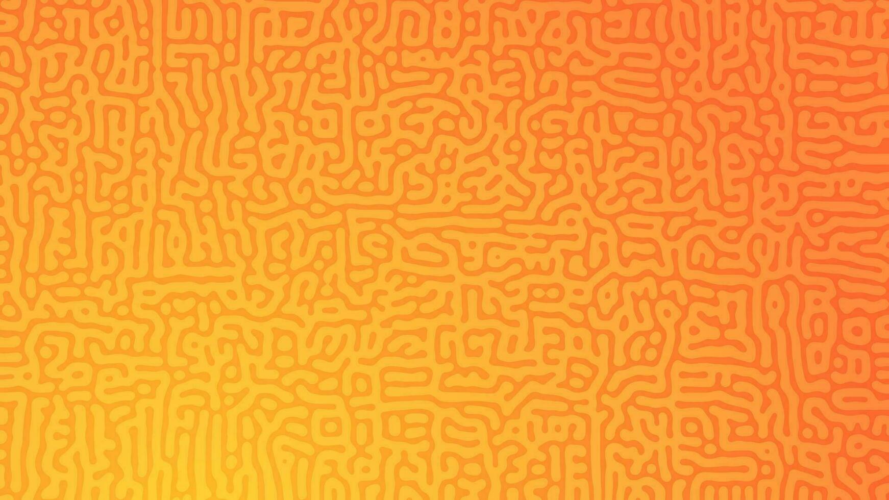 Orange Turing reaction gradient background. Abstract diffusion pattern with chaotic shapes. Vector illustration.