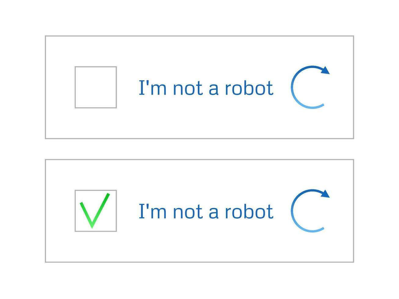 Template for entering captcha I'm not a robot vector