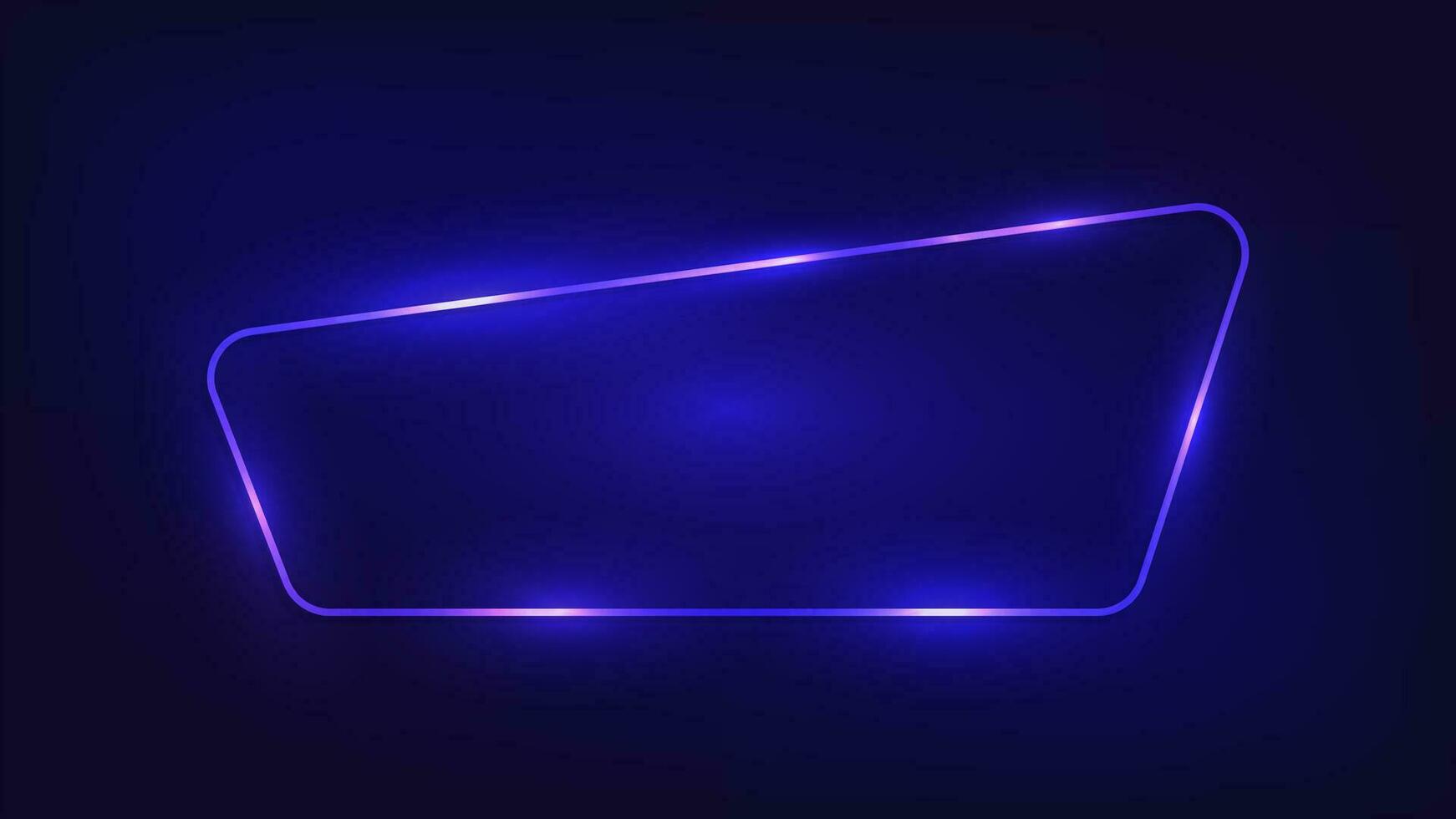 Neon rounded frame with shining effects on dark background. Empty glowing techno backdrop. Vector illustration.