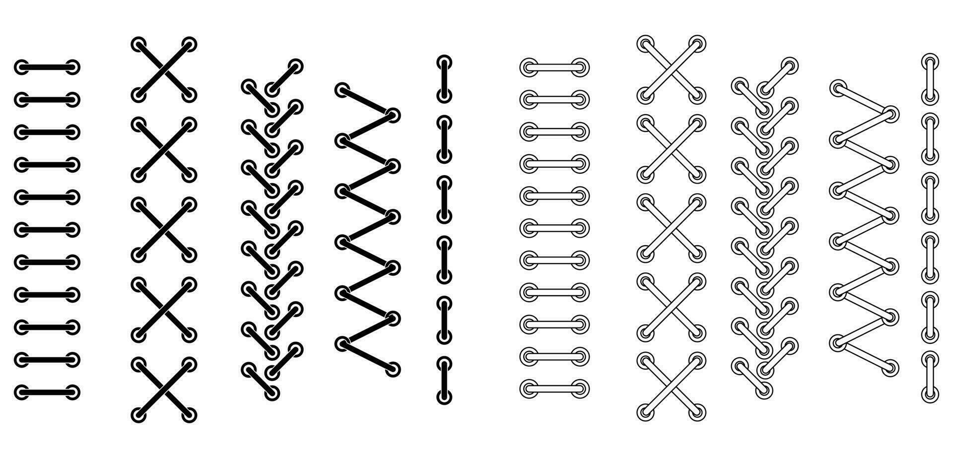 outline silhouette stitch icon set vector