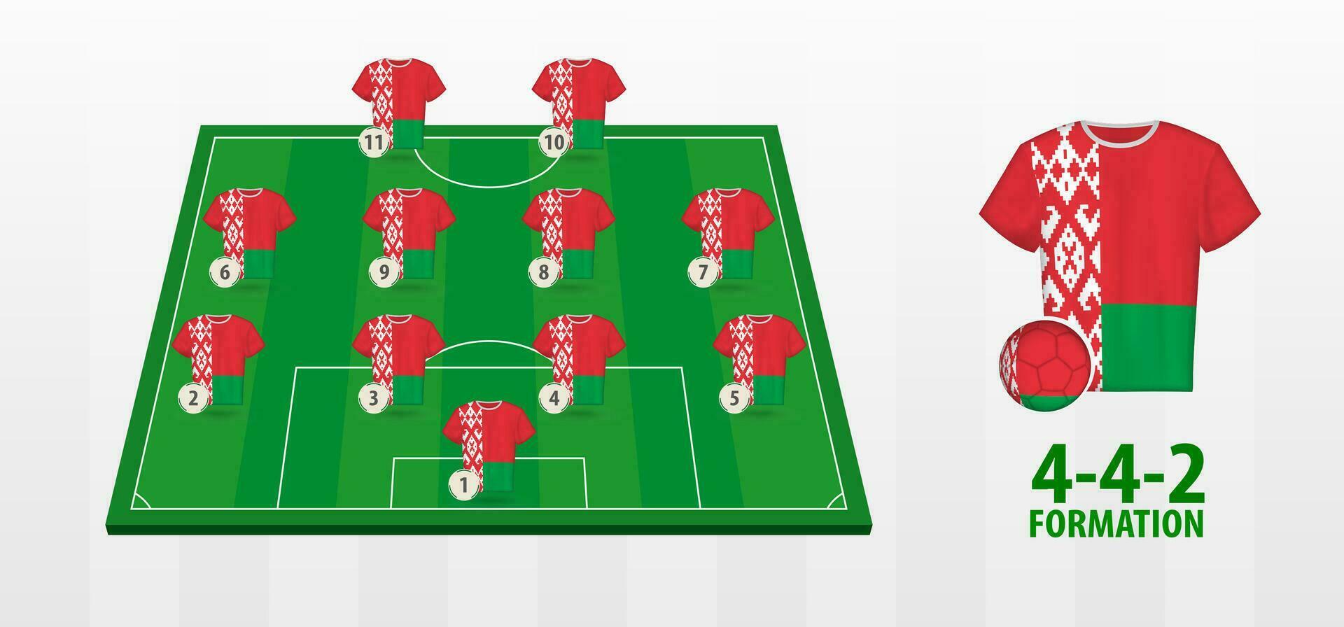 Belarus National Football Team Formation on Football Field. vector