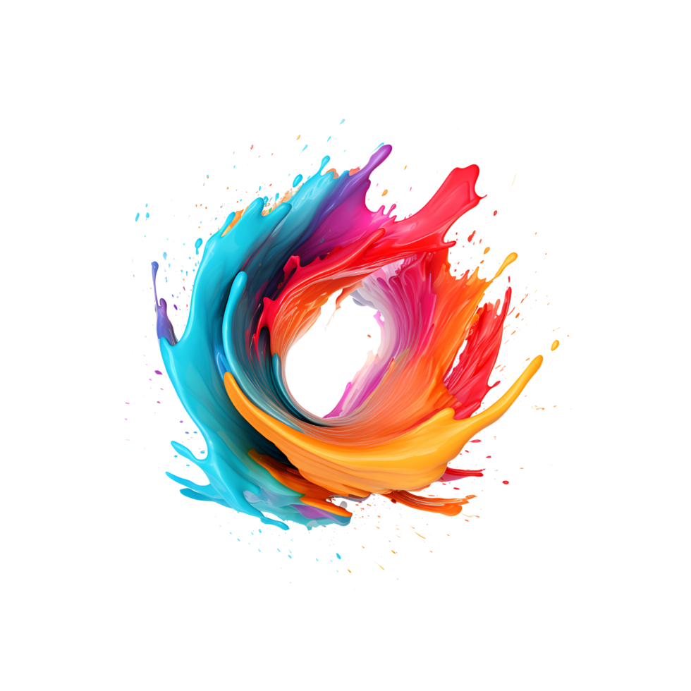 Colorful paint splash on transparent background AI Generated png