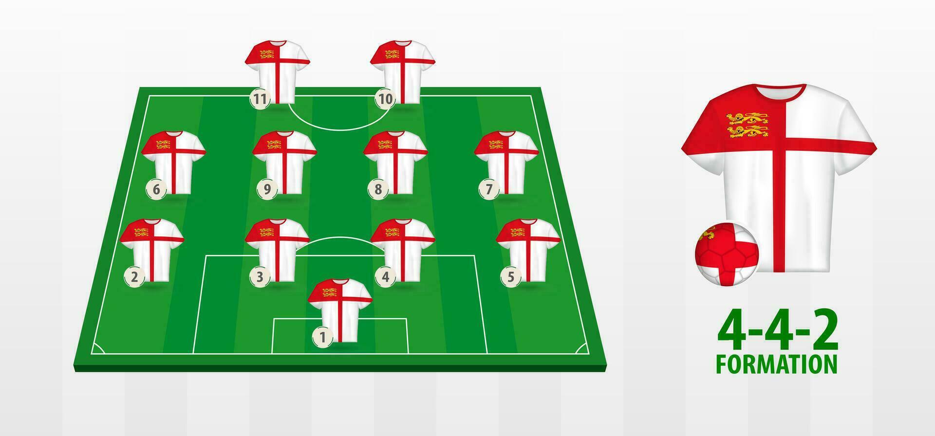 Sark National Football Team Formation on Football Field. vector