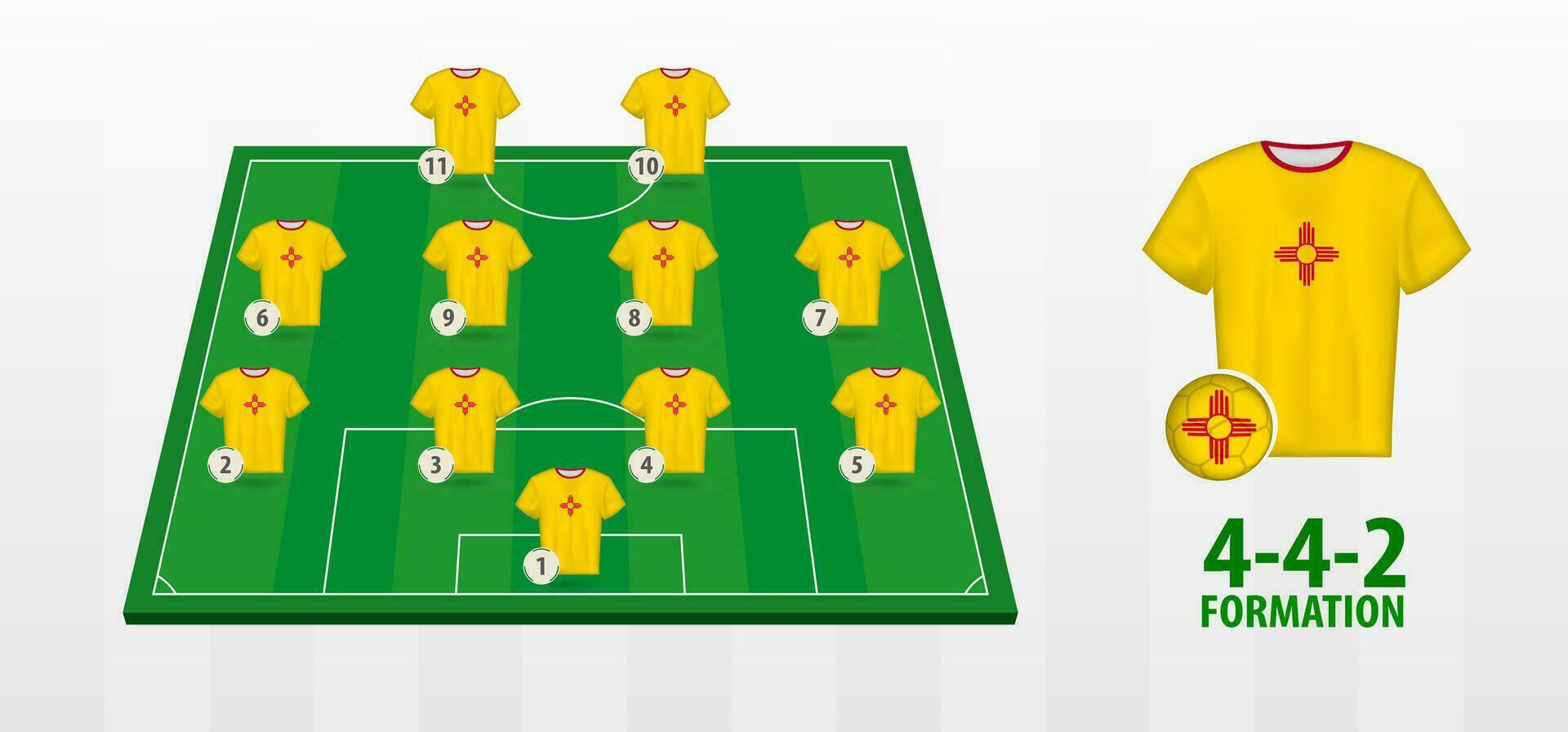 New Mexico National Football Team Formation on Football Field. vector