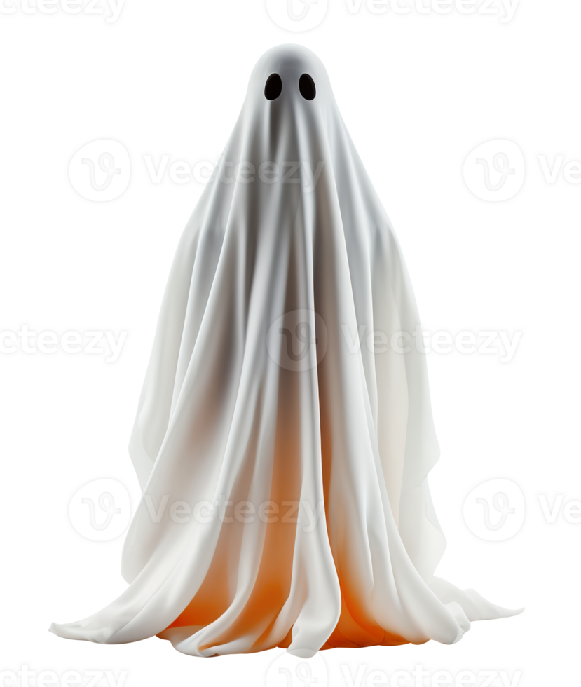 Scary Halloween ghost on transparent background. Happy Halloween costume. Spooky character, cut out. Trick or treat. Spirit, phantom. AI Generated png