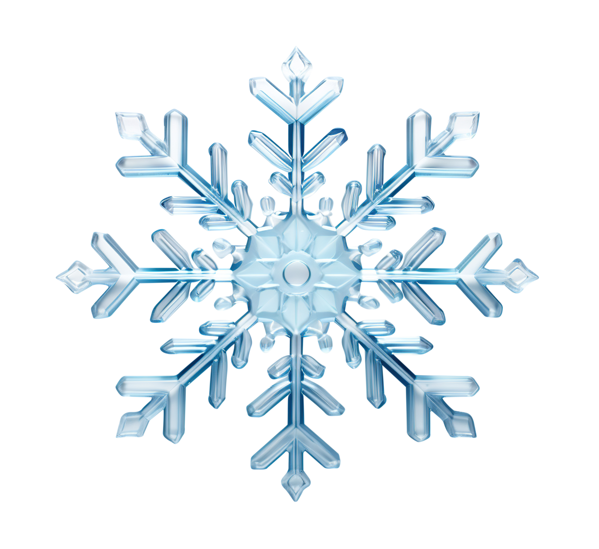 Beautiful blue snowflake on transparent background. Winter, Christmas ...