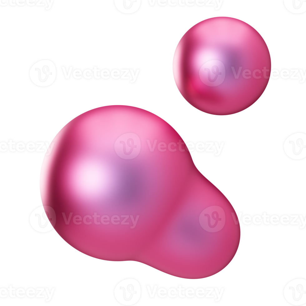 Rounded 3D shapes, metaballs on transparent background. Metallic, holographic material. Vibrant colors. Trendy and futuristic design elements. Iridescent objects. 3D rendering. png