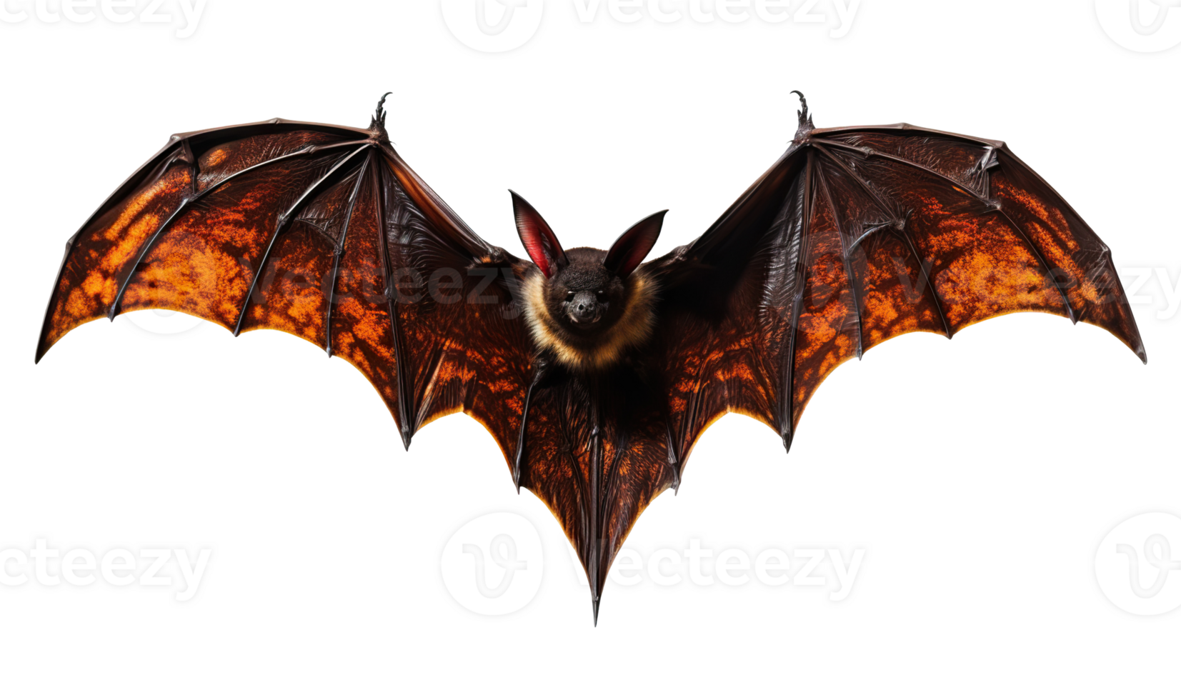 Scary Halloween bat on transparent background. Happy Halloween. Spooky flying character, cut out. Trick or treat. AI Generated png
