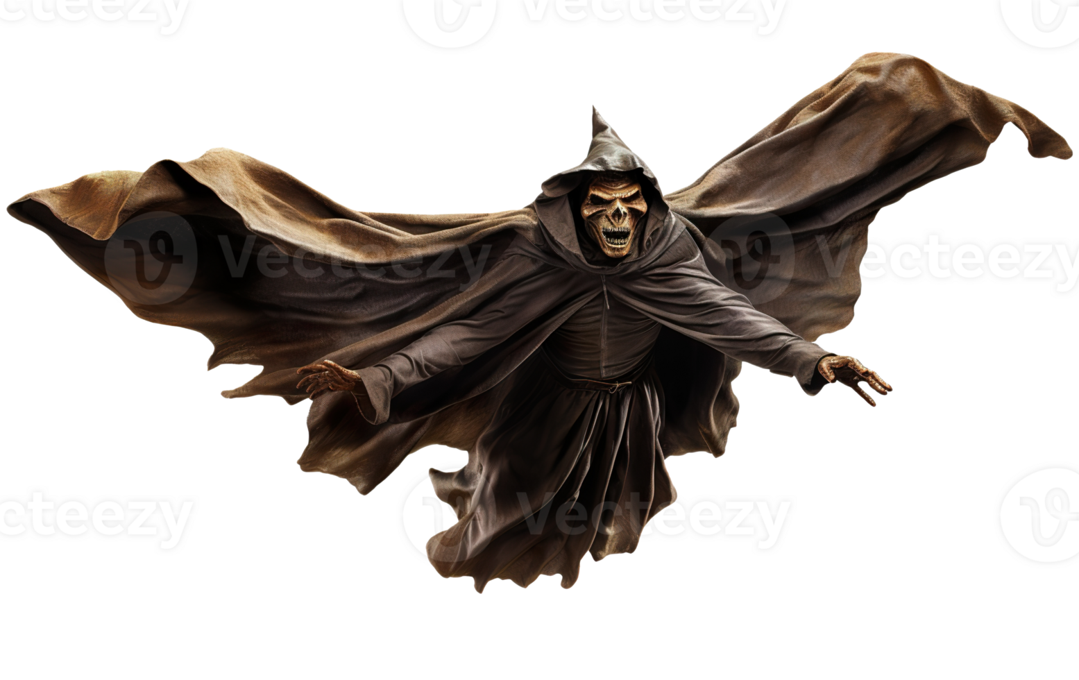 Scary Halloween monster, on transparent background. Happy Halloween. Spooky flying character, cut out. Trick or treat. AI Generated png