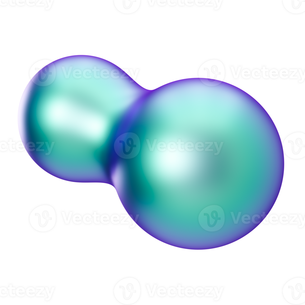 Rounded 3D shapes, metaballs on transparent background. Metallic, holographic material. Vibrant colors. Trendy and futuristic design elements. Iridescent objects. 3D rendering. png