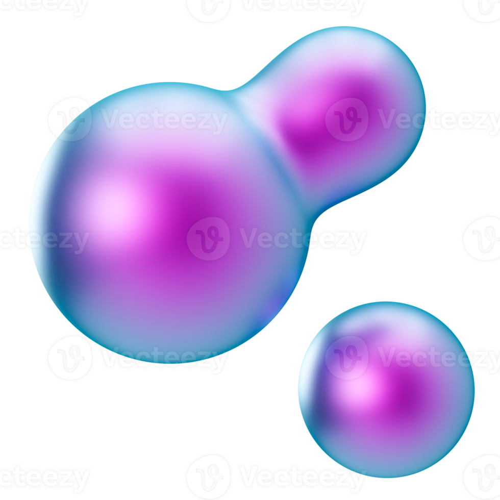 arredondado 3d formas, metaballs em transparente fundo. metálico, holográfico material. vibrante cores. na moda e futurista Projeto elementos. iridescente objetos. 3d Renderização. png