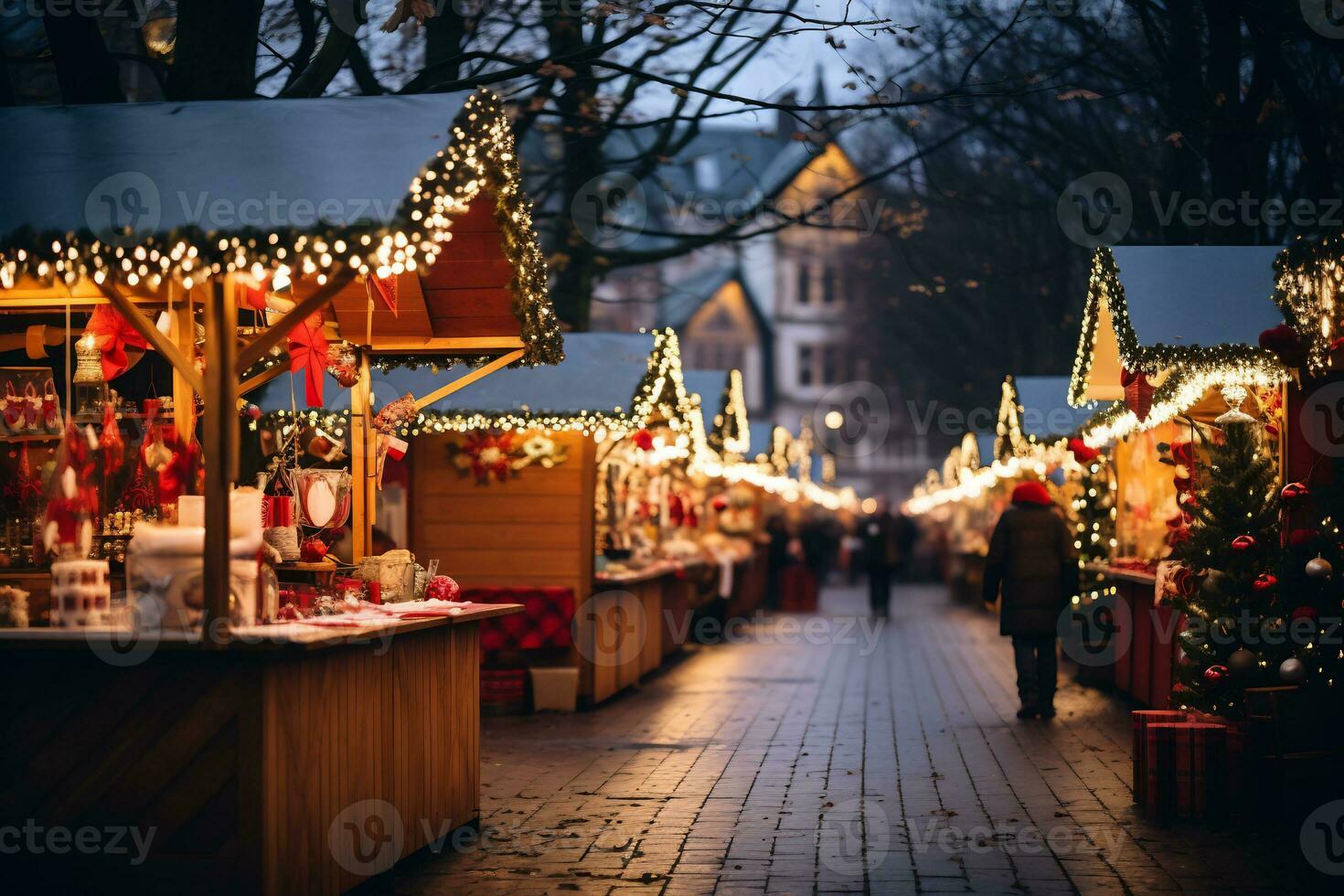 AI Generative image of a charming Christmas market photo