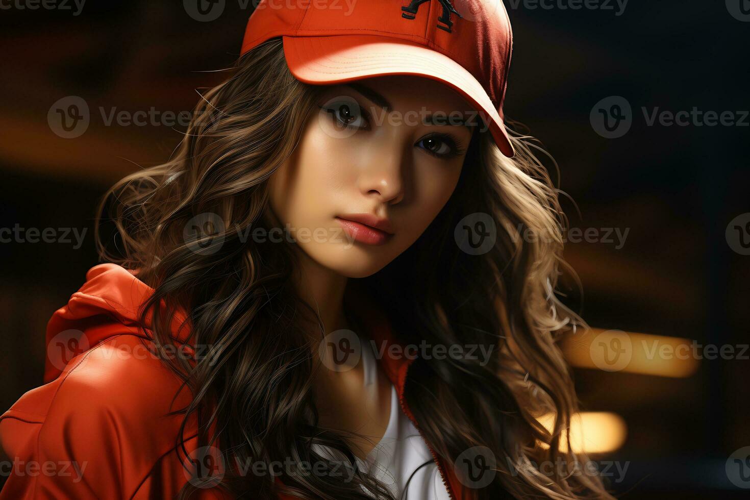 AI Generative beautiful asian baseball girl figure in casual outfit photo