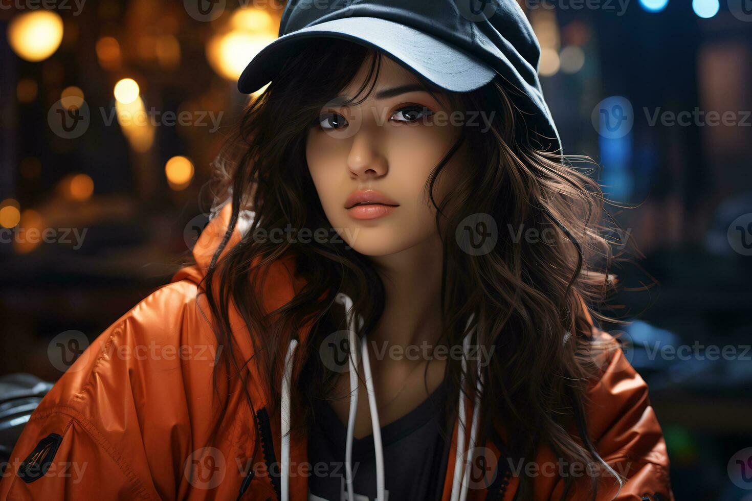 AI Generative beautiful asian baseball girl figure in casual outfit photo