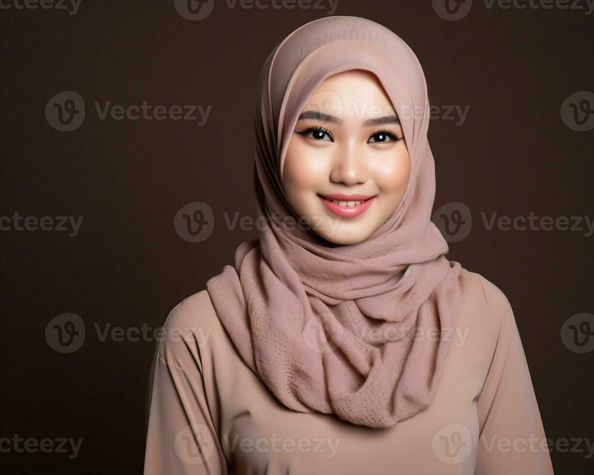 AI Generative Beautiful asian muslim girl wearing hijab photo