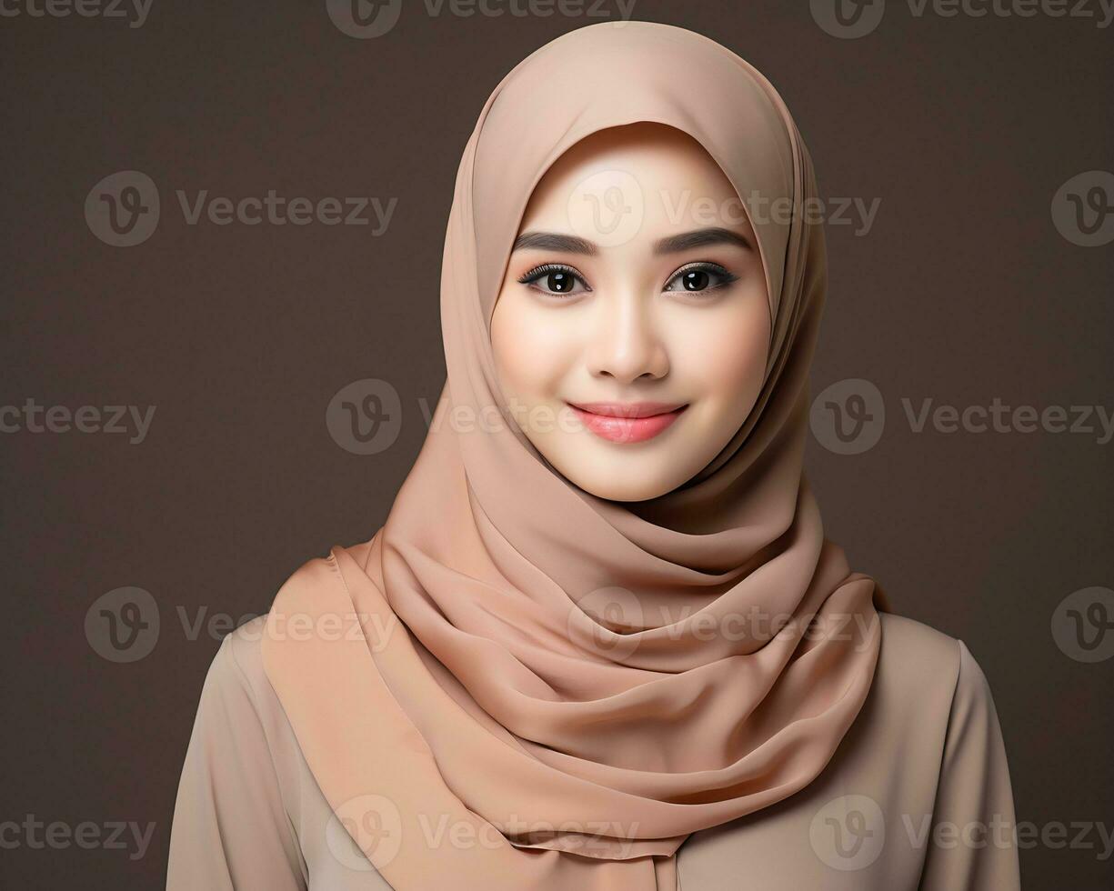 AI Generative Beautiful asian muslim girl wearing hijab photo