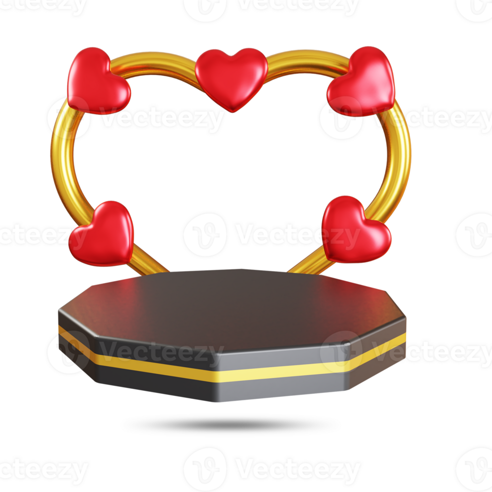 realistisk Lycklig valentines dag firande 3d kärlek ram med podium png