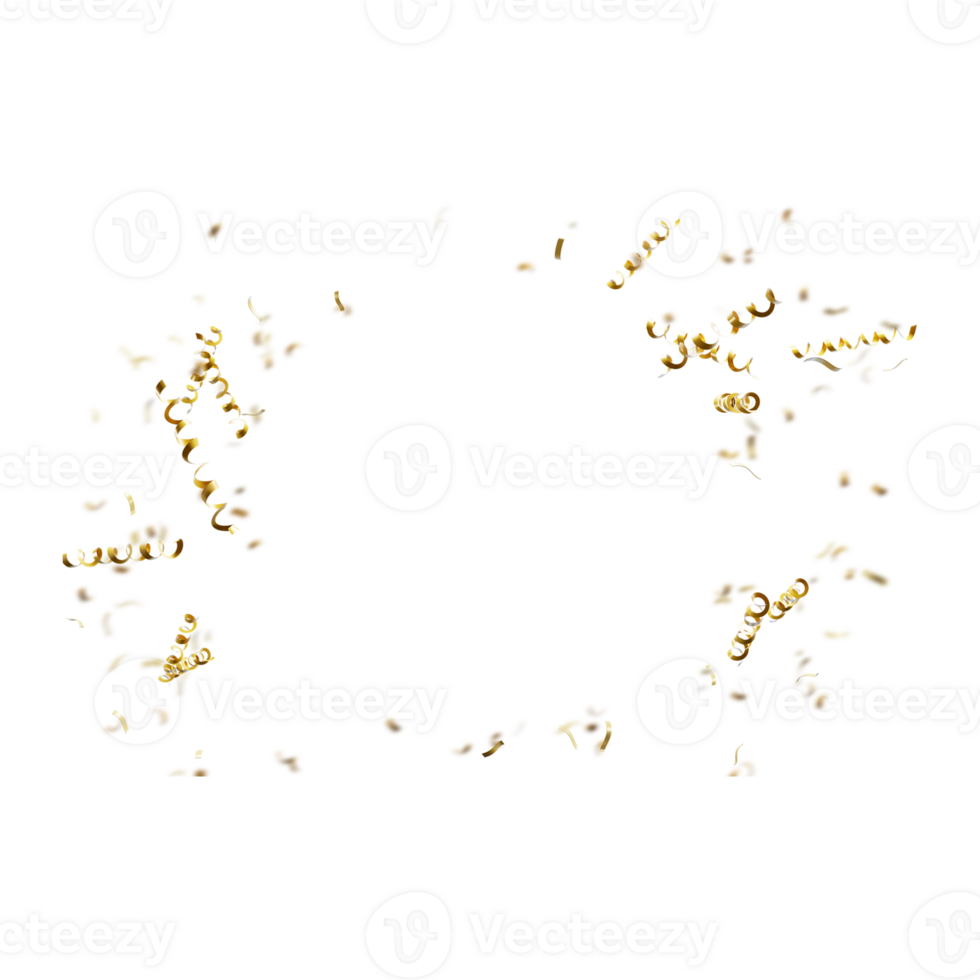 realistic gold celebration confetti on transparent background png