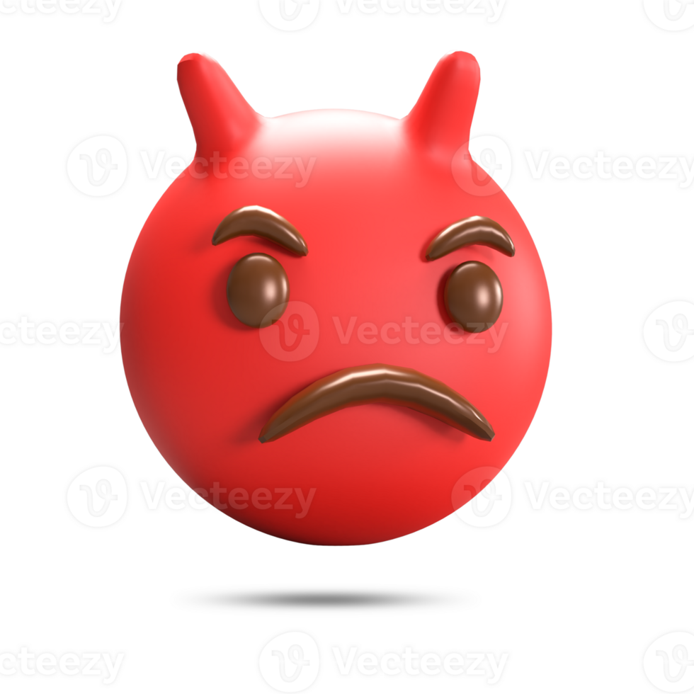 Realistic 3d rendering angry reaction emoji png