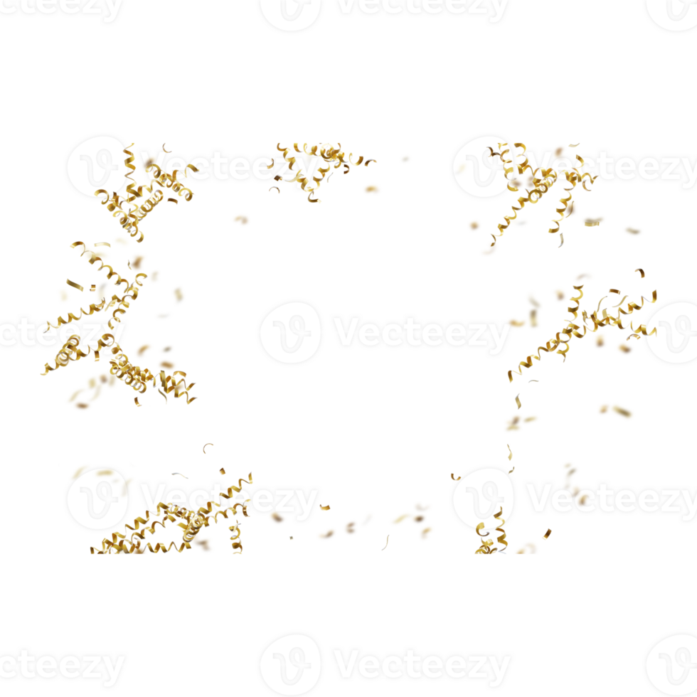 realistic gold celebration confetti on transparent background png