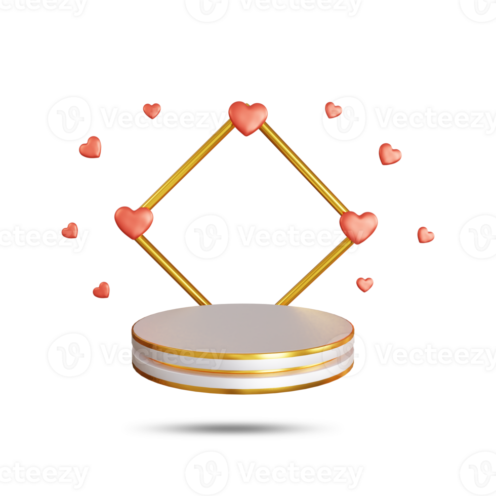 realista contento san valentin día celebracion 3d amor marco con podio png