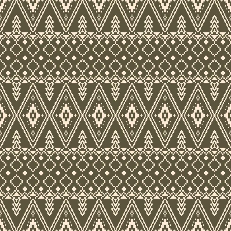 Geometric abstract with ethnic style. Seamless tribal pixel pattern. Textile print traditional design in oriental motif. Design for textile and fabric. vector