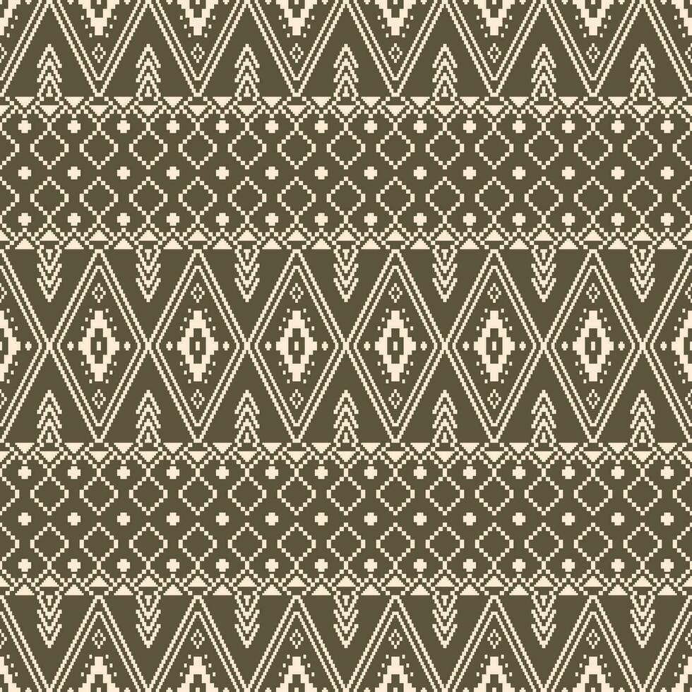 Geometric abstract with ethnic style. Seamless tribal pixel pattern. Textile print traditional design in oriental motif. Design for textile and fabric. vector