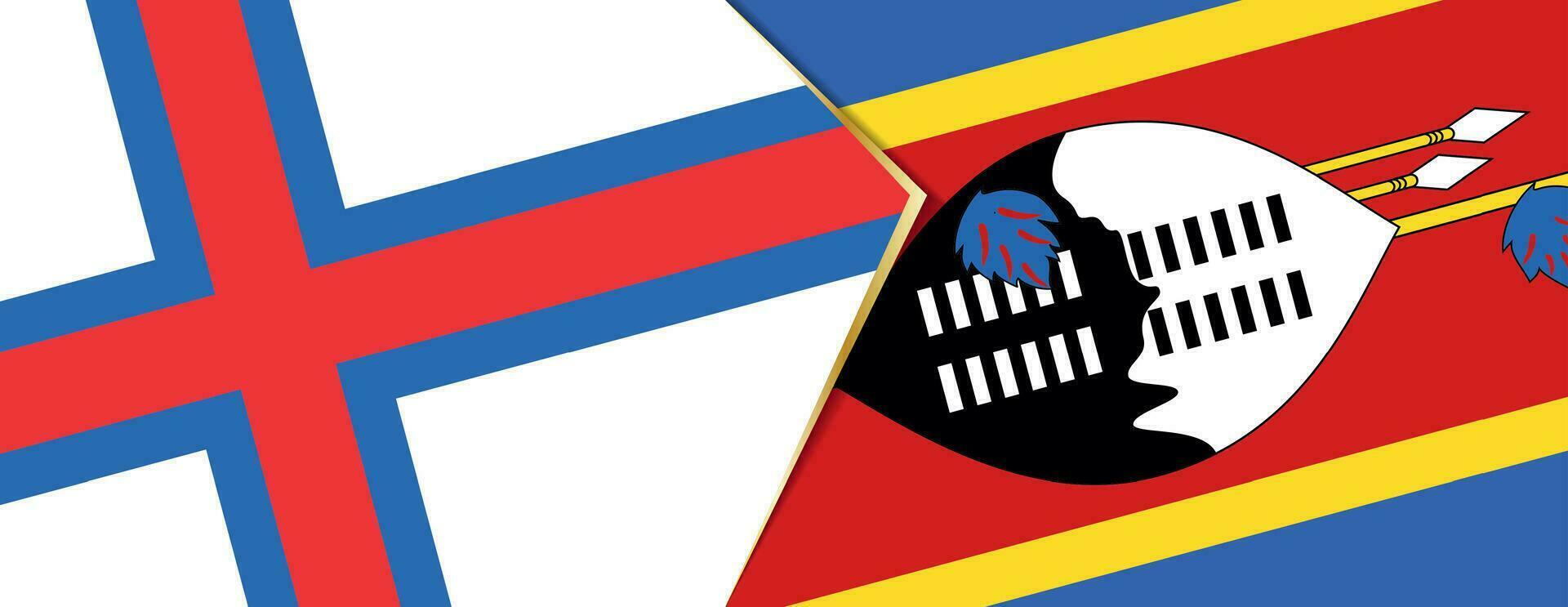 Faroe Islands and Swaziland flags, two vector flags.