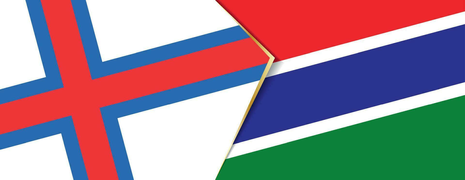 Faroe Islands and Gambia flags, two vector flags.