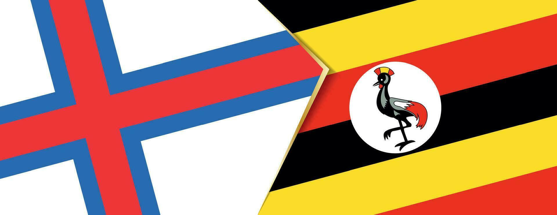 Faroe Islands and Uganda flags, two vector flags.