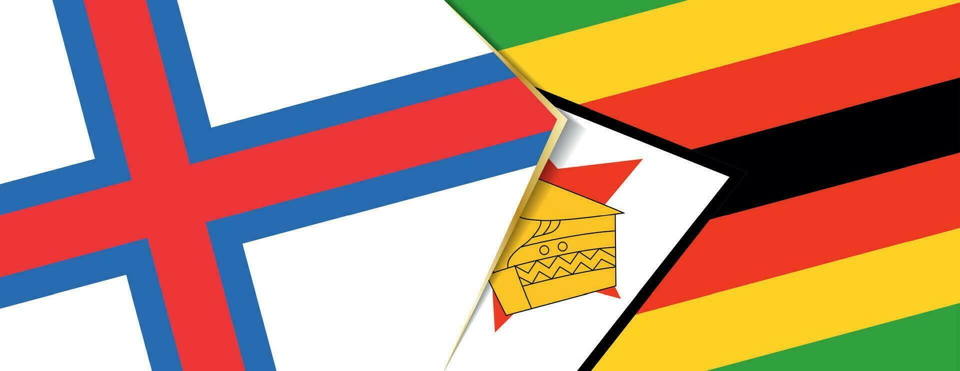 Faroe Islands and Zimbabwe flags, two vector flags.
