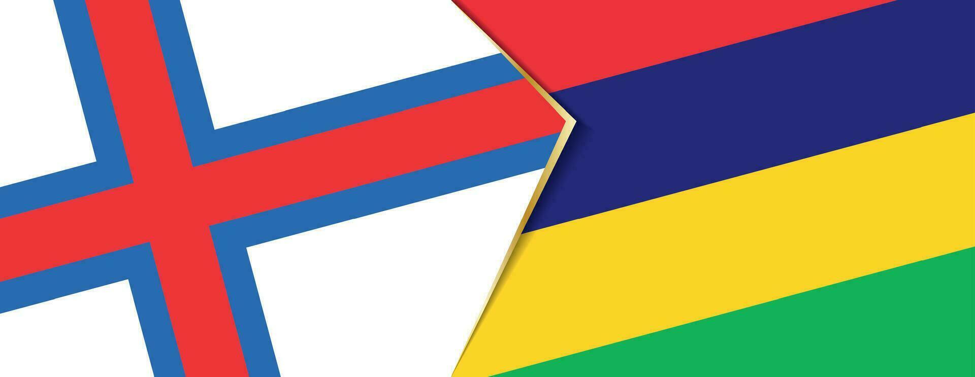 Faroe Islands and Mauritius flags, two vector flags.