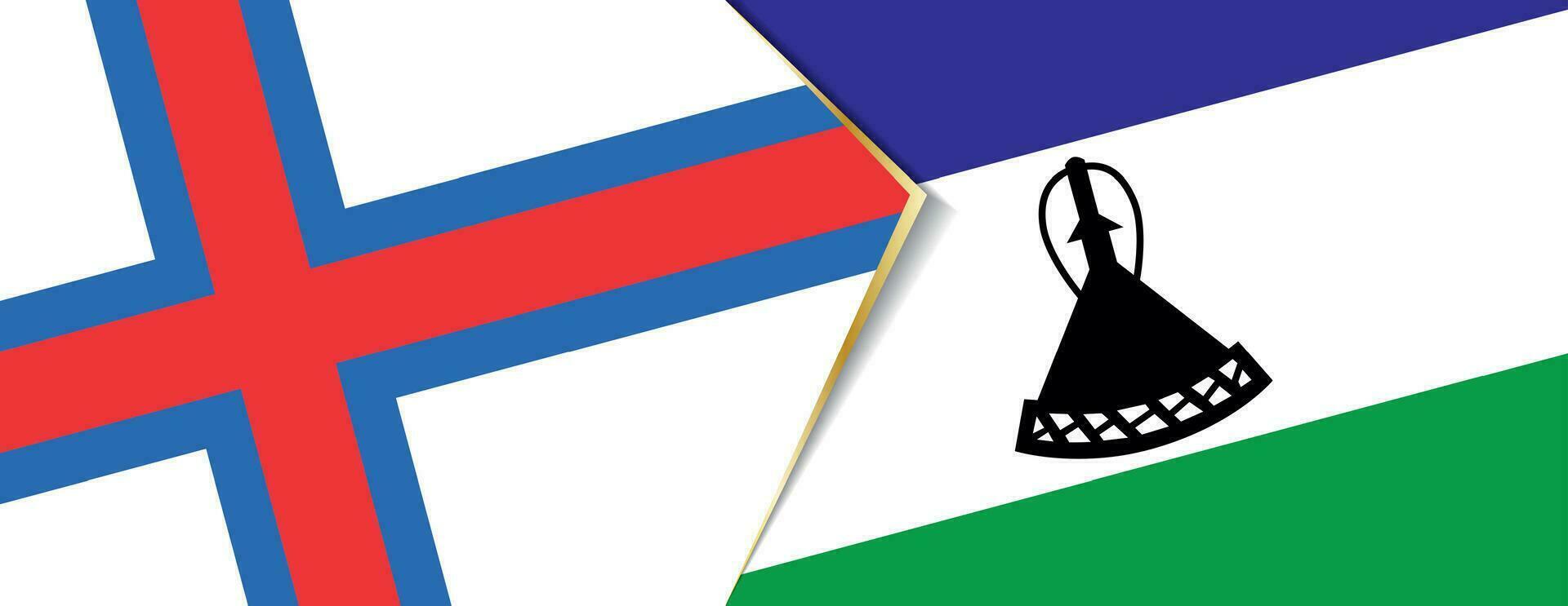 Faroe Islands and Lesotho flags, two vector flags.