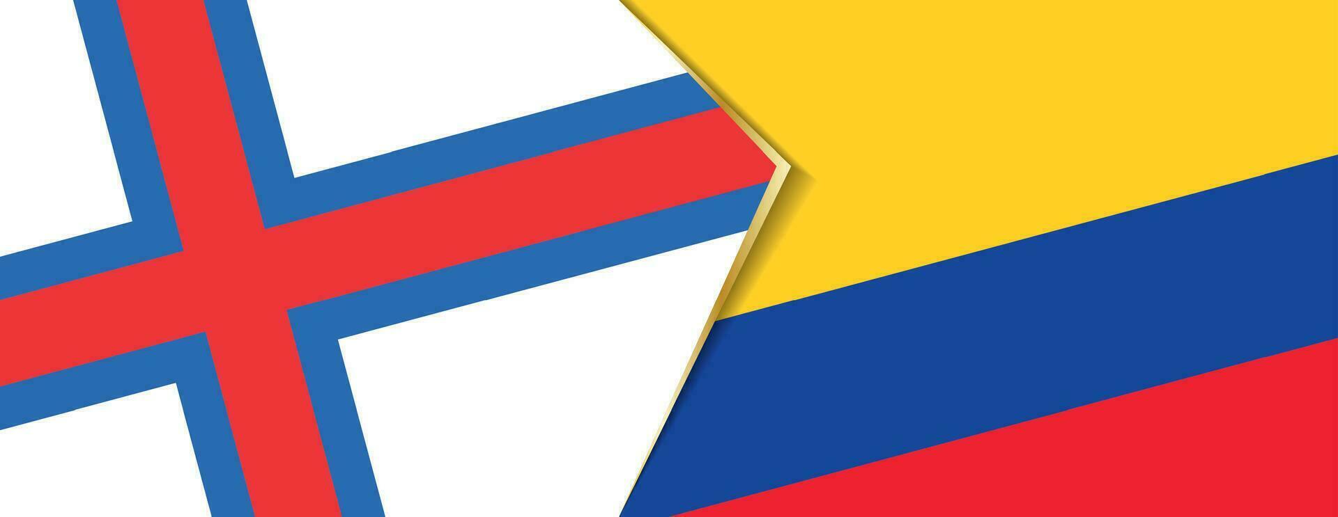 Faroe Islands and Colombia flags, two vector flags.