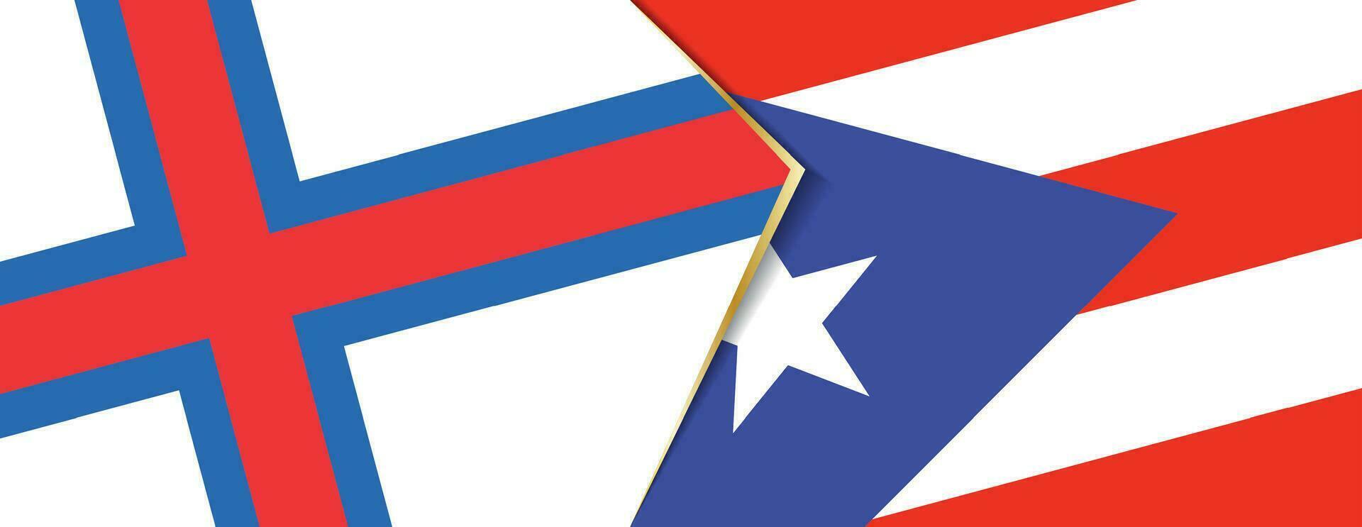 Faroe Islands and Puerto Rico flags, two vector flags.