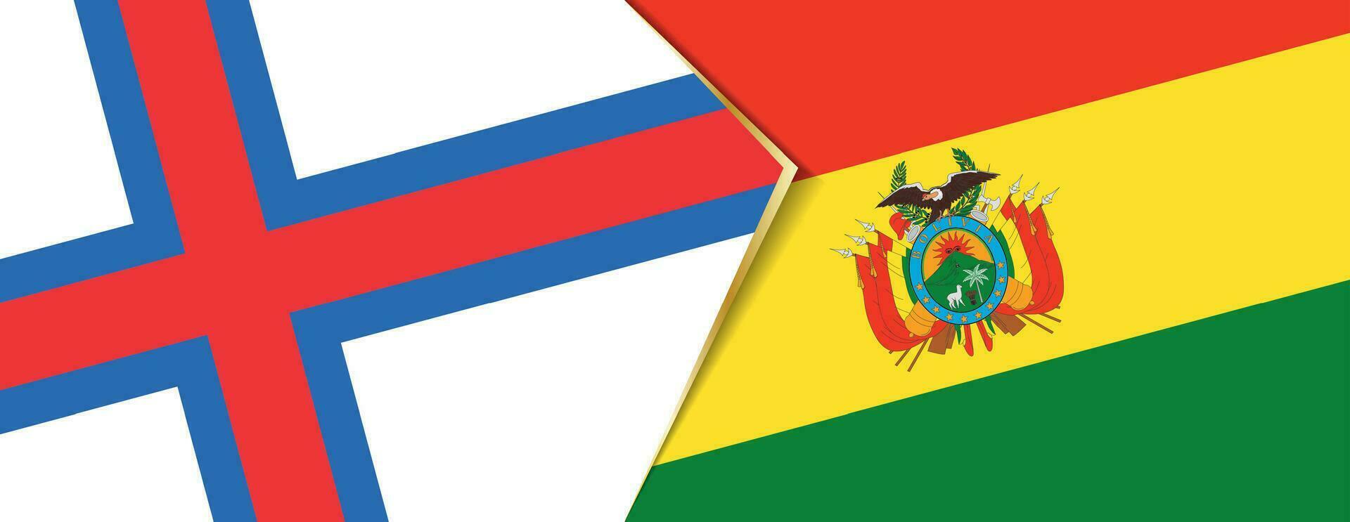 Faroe Islands and Bolivia flags, two vector flags.