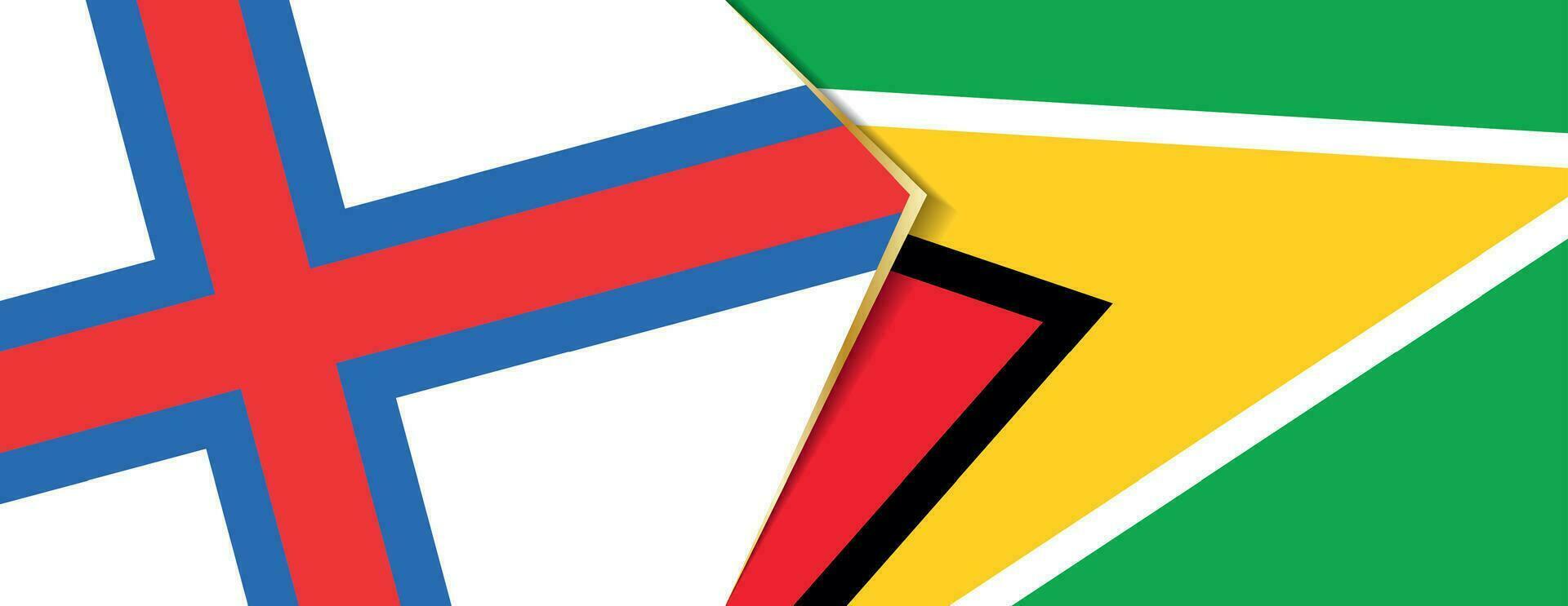 Faroe Islands and Guyana flags, two vector flags.